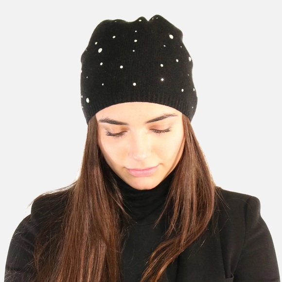 Portolano Accessories - Portolano Cashmere Beanie with studs & perls